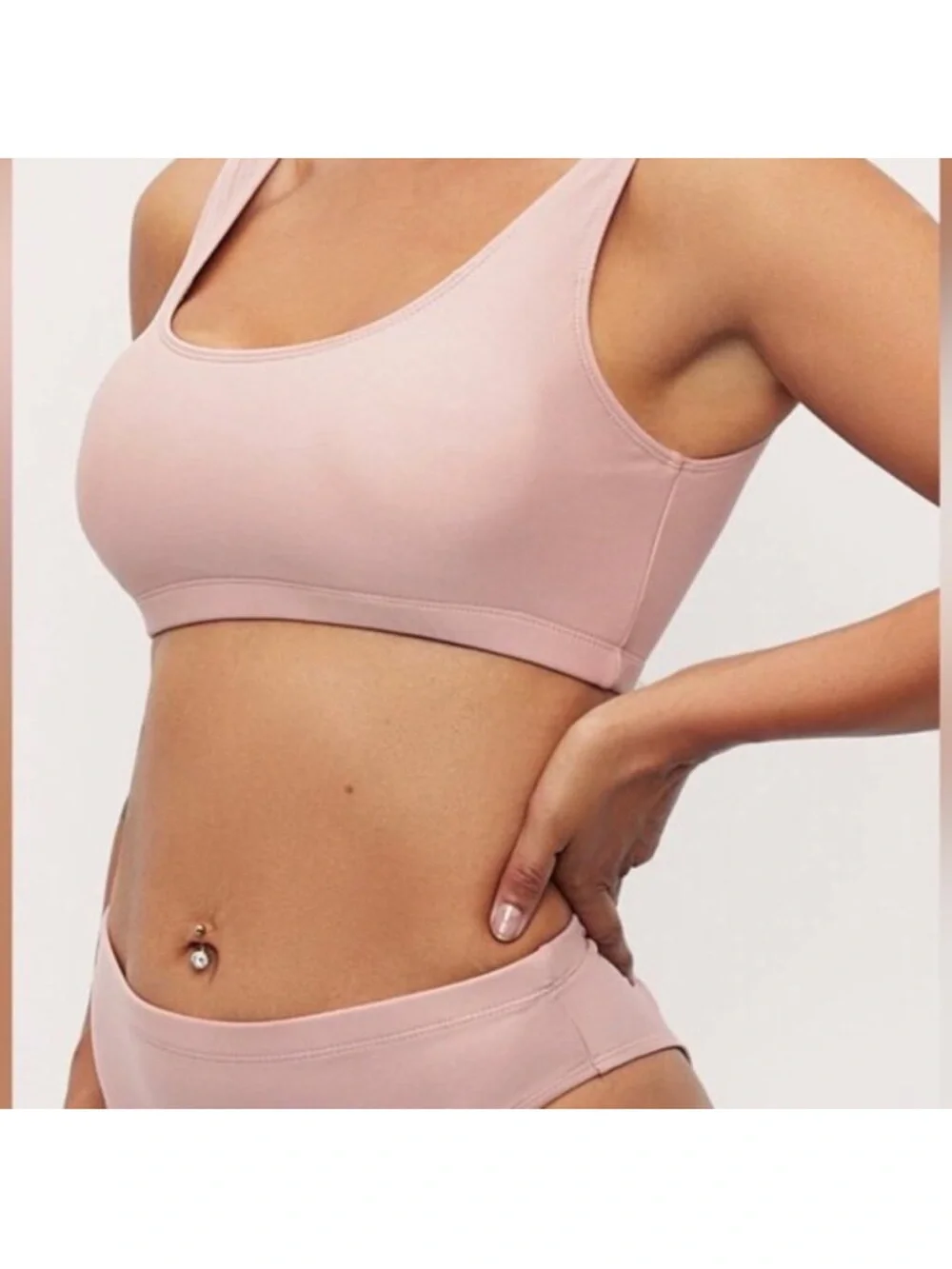 Frederick’s of Hollywood Vedra Bikini Top Ballerina Blush Pink Tank Shoulder XL